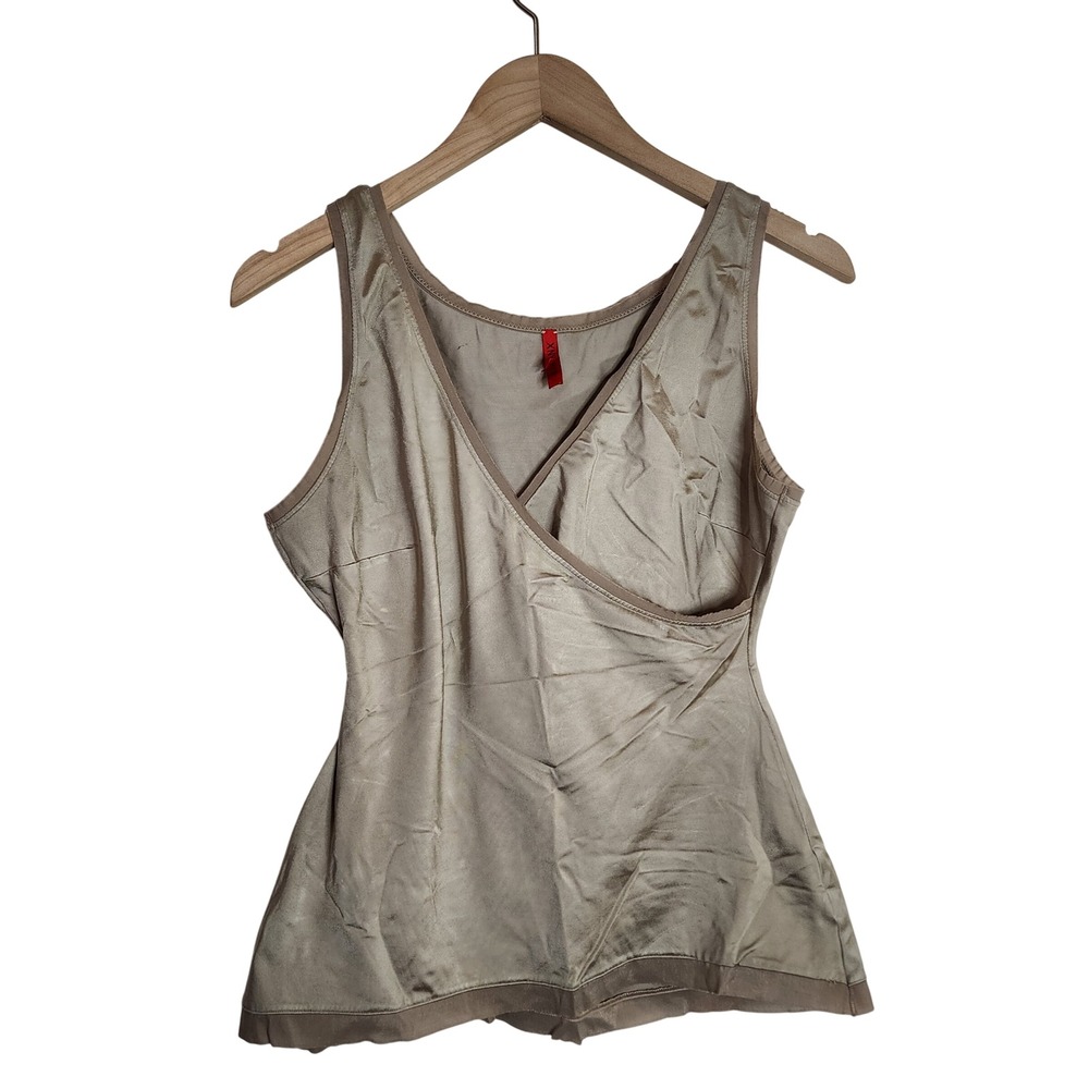 Spanx Shapewear Tank Top Womens XL Beige Crossover V-Neck Compression Camisole